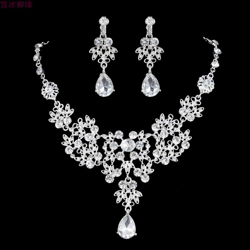 Necklace ear clips two-piece host rhinestone jewelry wedding accessories bridal earrings necklace ear pin a variety of optional