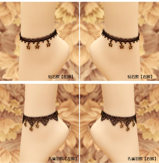 Vòng chân ren mới Thời trang Hàn Quốc Bow Giày dép Châu Âu và Mỹ Star Retro Phụ kiện trang sức nữ lắc chân nữ inox