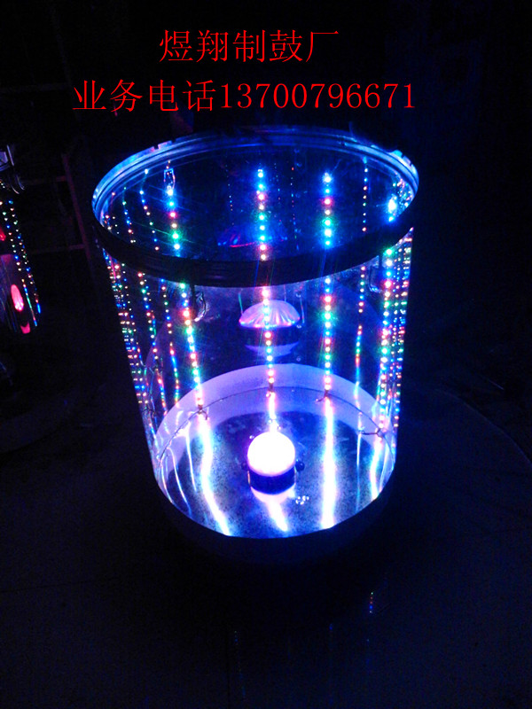 Double Light Water Drum Transparent Water Drum Seven Color LED Women's Water Drum Sound Control Water Drum Factory Children's Water Drum