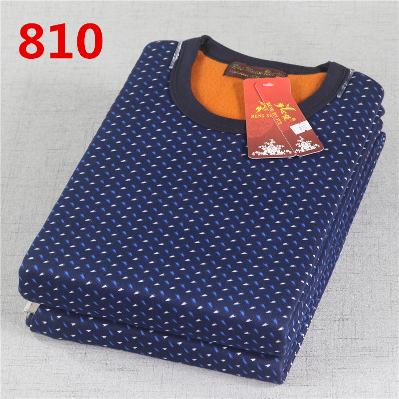 Bộ đồ lót nhiệt nam cộng với nhung dày mùa thu quần dài quần dài mùa thu và mùa đông trung niên màu xanh hải quân đồ lót đồ bộ kiểu