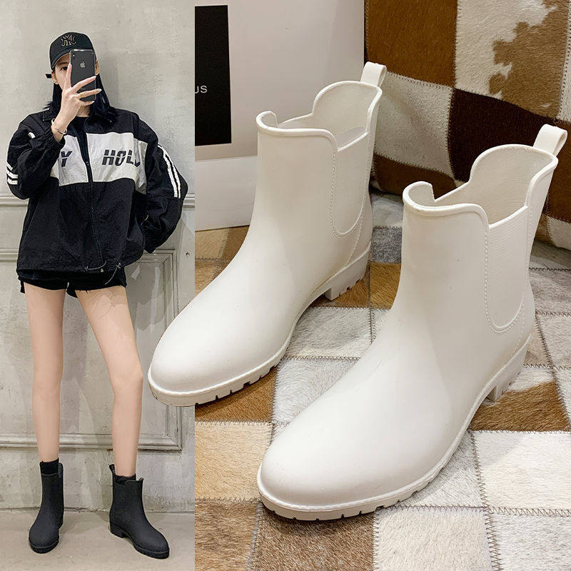 Spring New Day Series Fashion Casual Rain Shoes Women Short Barrel Rain Boots Gush Anti-Slip Waterproof Shoes Rain Boots 100 Lapped Short Boots