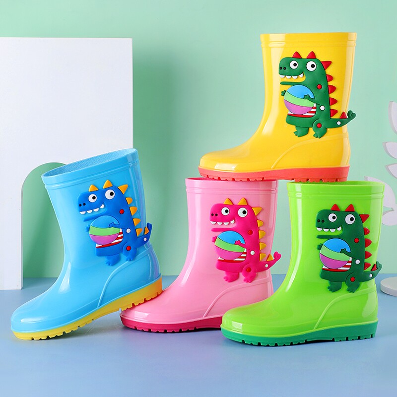 (2 - 16 years old) Children's rain shoes boys are skid and waterproof light and small children's rain boots in large children's dinosaur girls water shoes