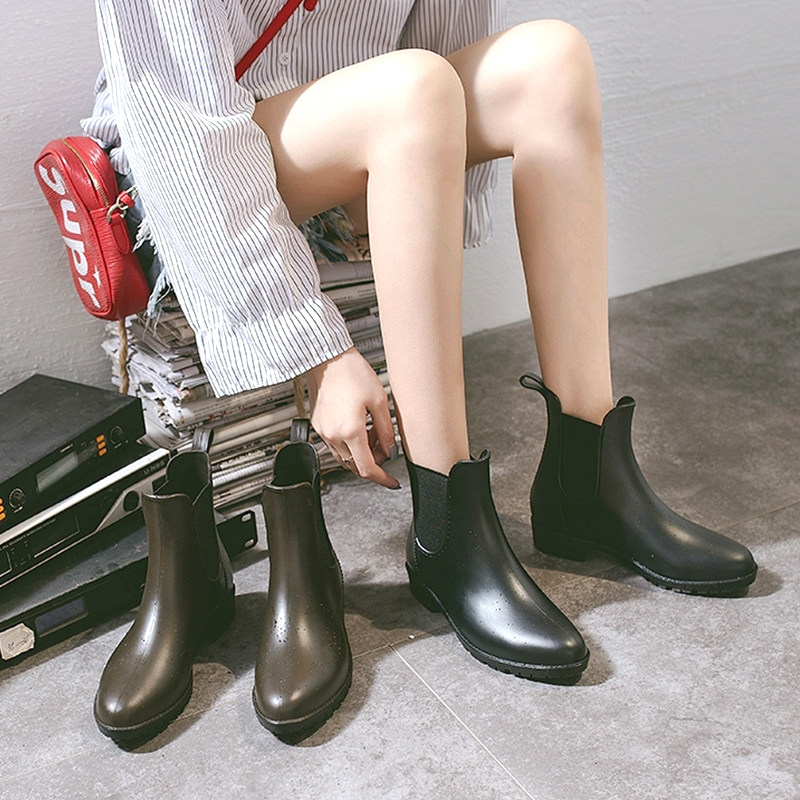Fashionable Chelsea Martin boots women's British style all-match rain boots short tube waterproof shoes adult rubber shoes non-slip water boots