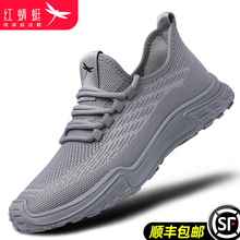 Red Dragonfly Men's Shoes Spring Trendy Casual Shoes Men's Flying Weaving Mesh Sports Shoes Soft Sole Breathable and Odor Resistant Running Shoes