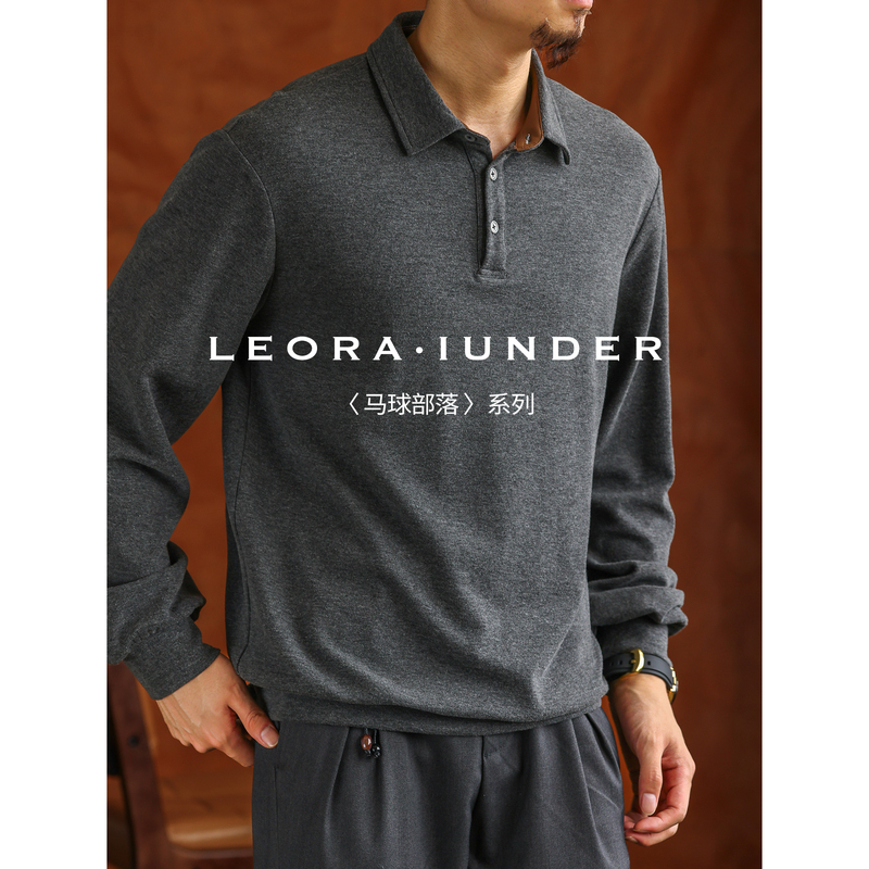 [Polo Club] New Casual Long-Sleeved Polo Shirt for Men, Old Money Style, Soft Patchwork Lapel Sweatshirt