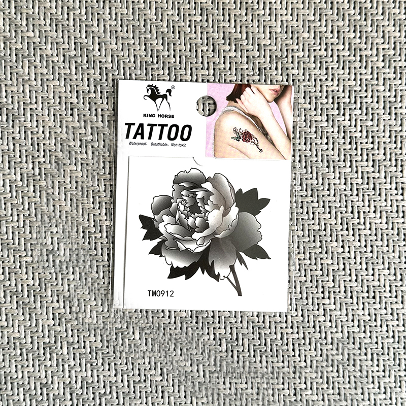Body Stickers for Wrists and Ankles to Cover Scars, Personalized Fake Tattoos, Small Black Peony Tattoo Stickers, Waterproof and Long-Lasting for Women