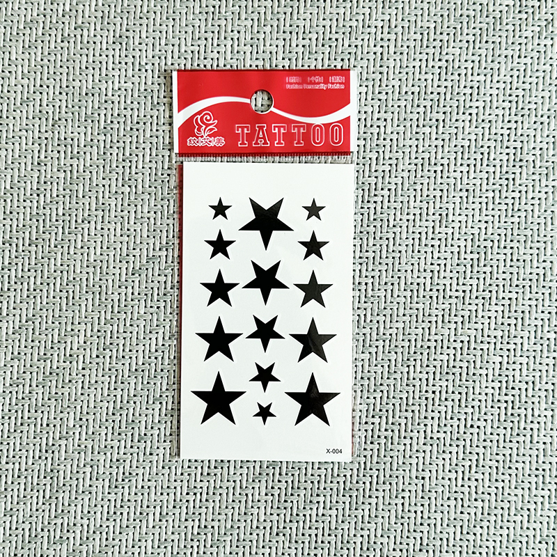 Fifteen Pieces of Mole-Covering, the Same Style of Little Stars, Fifteen Sizes, Pure Black Small Five-Pointed Star Tattoo Stickers, Waterproof for Men and Women
