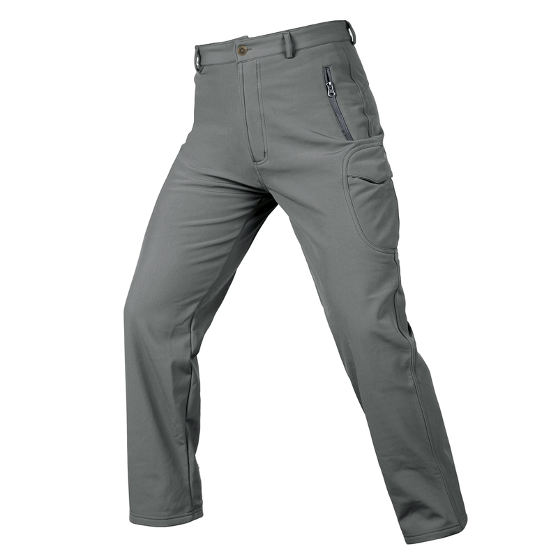 Outdoor Sharkskin Softshell Pants for Men, Thickened Fleece Pants, Waterproof and Windproof Pants, Camouflage Tactical Loose Hiking Pants