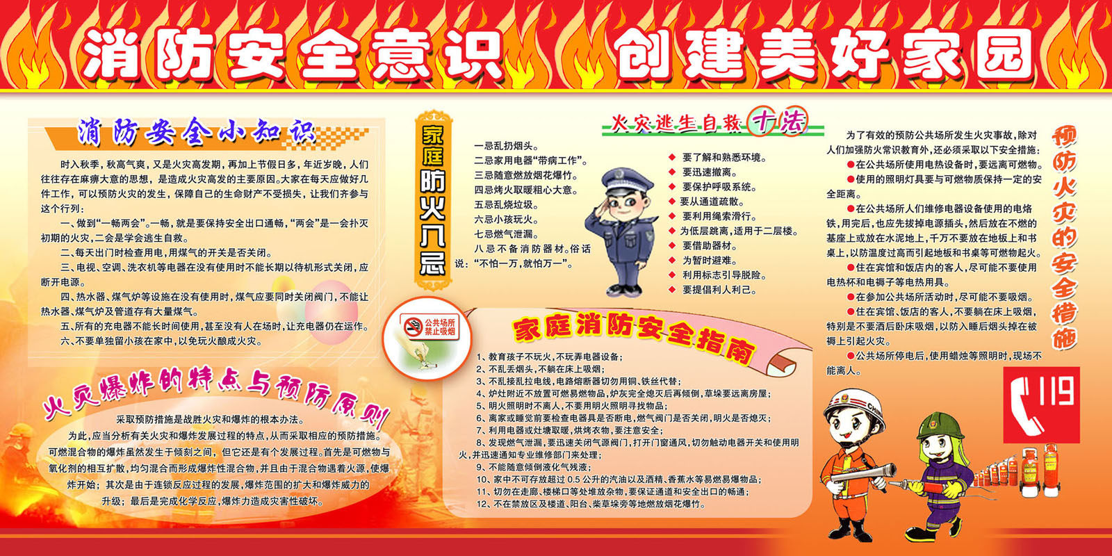 588 Picture poster printing exhibition board material sticker picture 339 Enhance fire safety awareness to create a better home