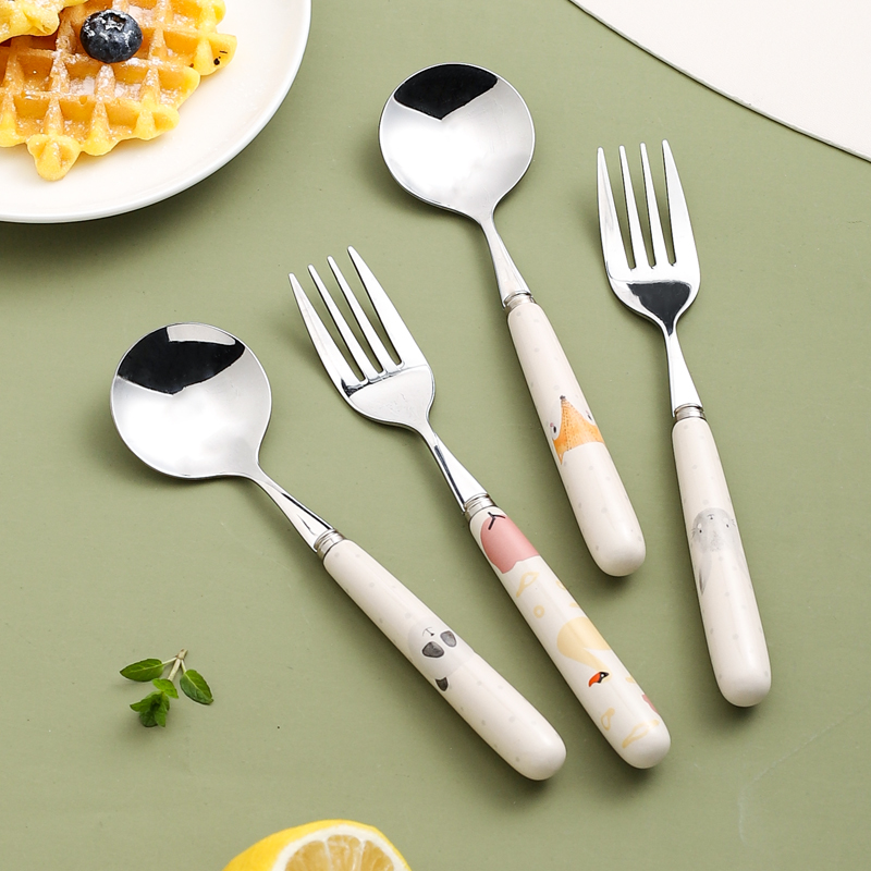 Kawashima Uk Cartoon Stainless Steel Spoon Home Creative Cute Children's Baby Eat Tablespoon High Face Value Small Soup Spoon