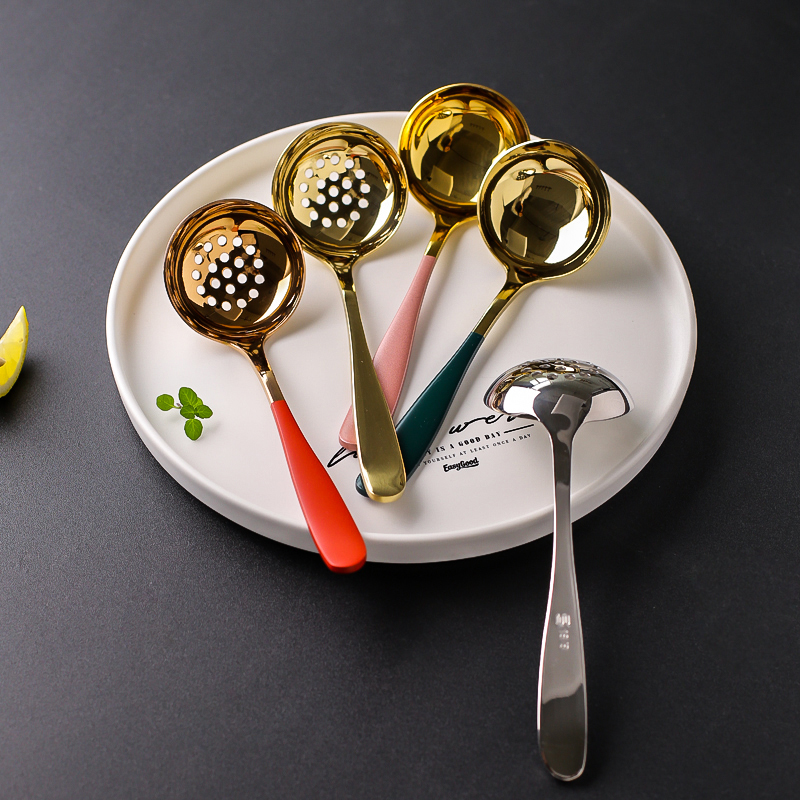 Sichuan Island House stainless steel tap spoon drink soup spoon with long handle large hot pot leak spoon thicken spoon