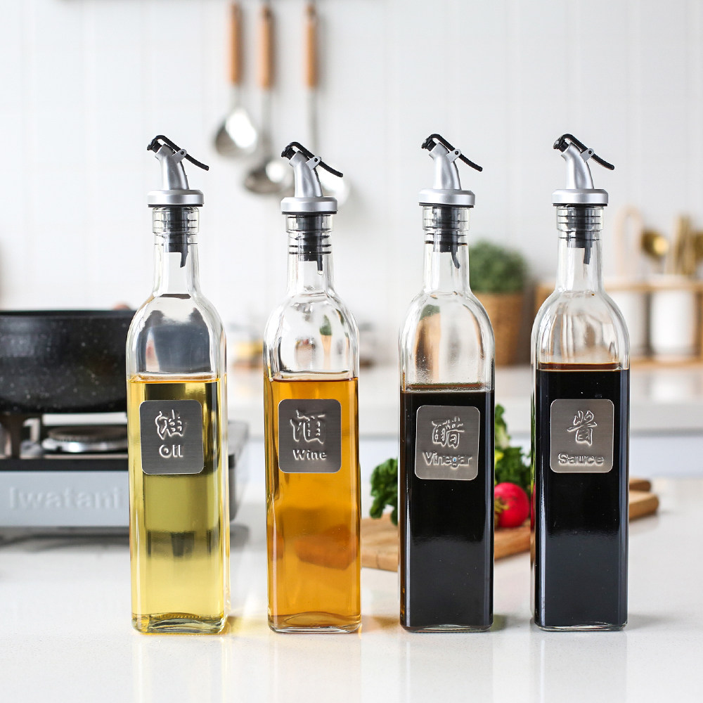 Kawashimaya kitchen oil bottle glass leak-proof household soy sauce bottle oil and vinegar can seasoning bottle cooking wine bottle small oil pot set