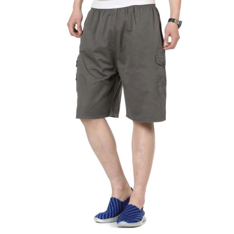 Quần cotton nam trung niên hè giản dị buông lơi XL sâu eo cao 5 điểm quần thun cotton co giãn