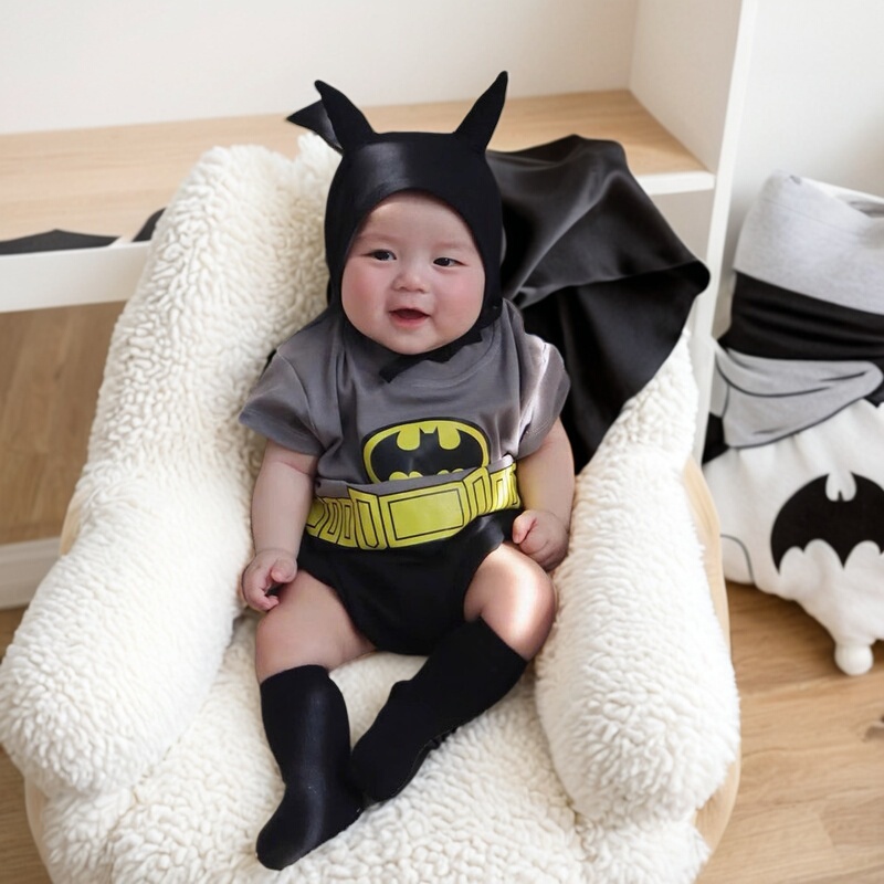 Baby Batman Onesie Halloween Costume Cosplay Performance Outfit Summer Short-Sleeve Jumpsuit Baby Batman Onesie Halloween Costume Cosplay Performance Outfit Summer Short-Sleeve Jumpsuit