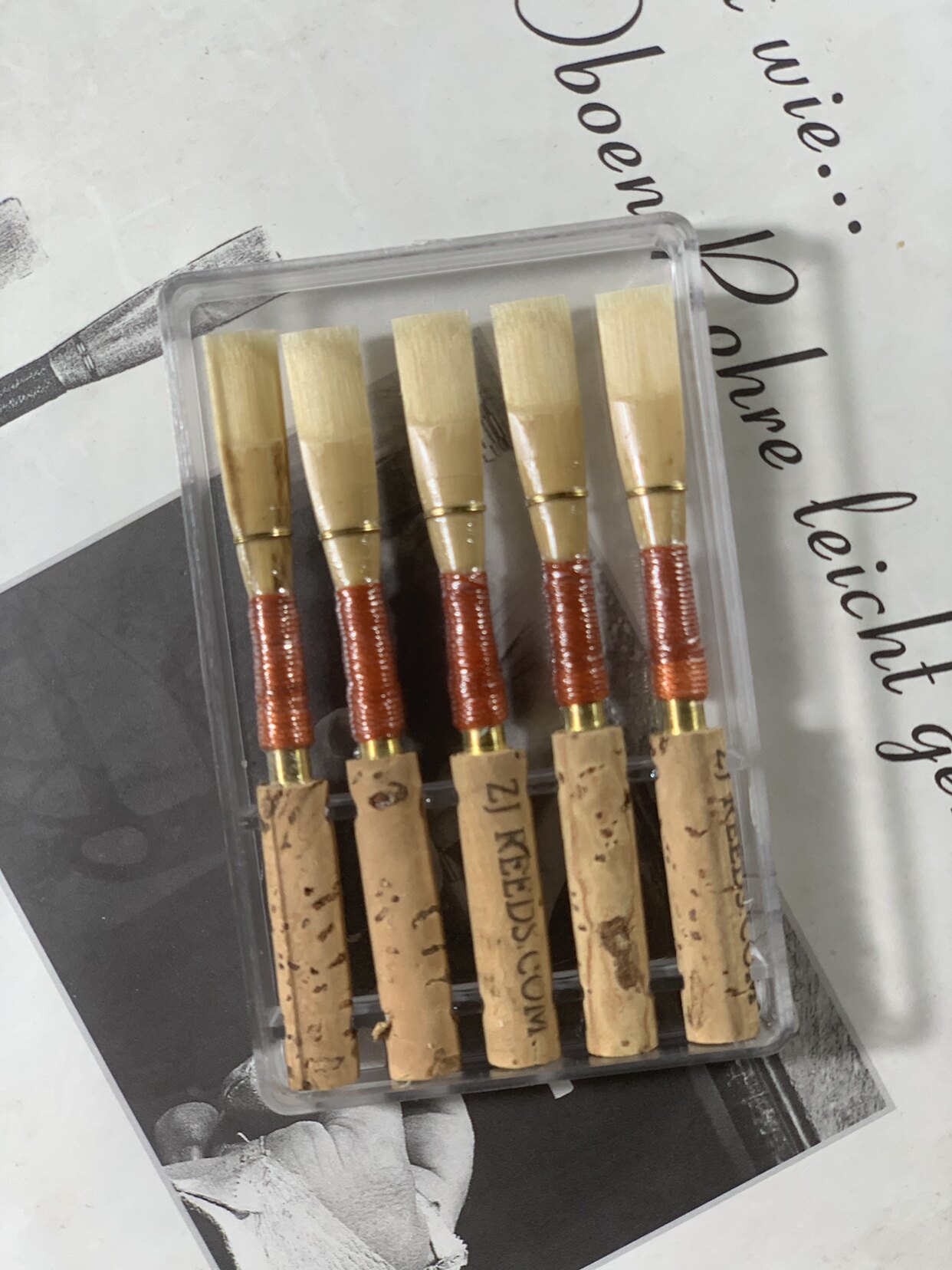 ZJ-REEDS oboe whistle custom standard German box of 5 white lines changed to orange red