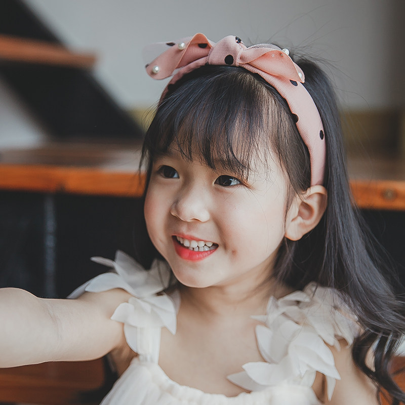 Children's hair hoop Korean princess non-slip hair hoop parent-child hair accessories girls beaded headdress baby bow pressure hair clip