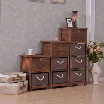 American retro modern simple bedroom solid wood storage bedside table classic burning color chest of drawers combination korean style