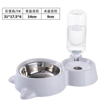 Pet cat bowl double bowl dog bowl non-wet mouth automatic water dispenser anti-knock over rice bowl pet daily necessities
