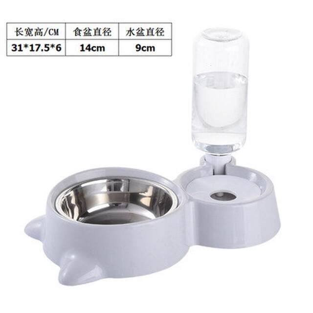 Pet cat bowl double bowl dog bowl non-wet mouth automatic water dispenser anti-knock over rice bowl pet daily necessities