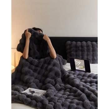 Thickened and warm tuscan imitation fur blanket, sofa cover blanket, nap cover, quilt casual plush blanket