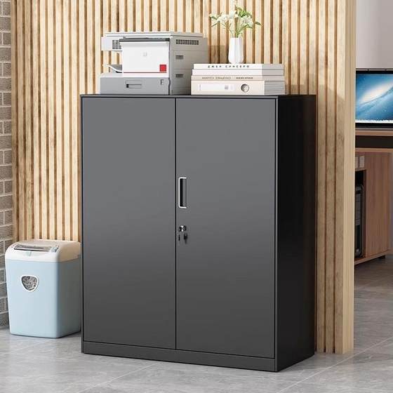 办公室铁皮文件柜带锁矮柜落地档案收纳柜对开资料柜钢制储物柜子