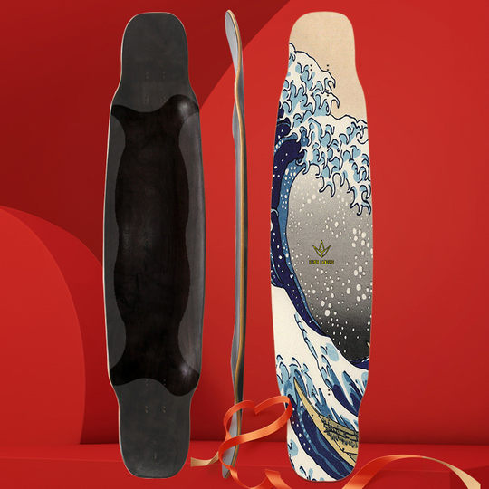 Tabla de baile longboard de fibra de vidrio de bambú rara, cubierta de monopatín, patrón resistente a los arañazos de fibra