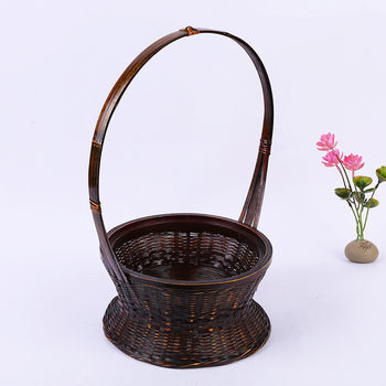 Hand-made bamboo woven high-legged cargo basket supply retro bamboo cargo basket ornaments multi-special hotel creative storage basket