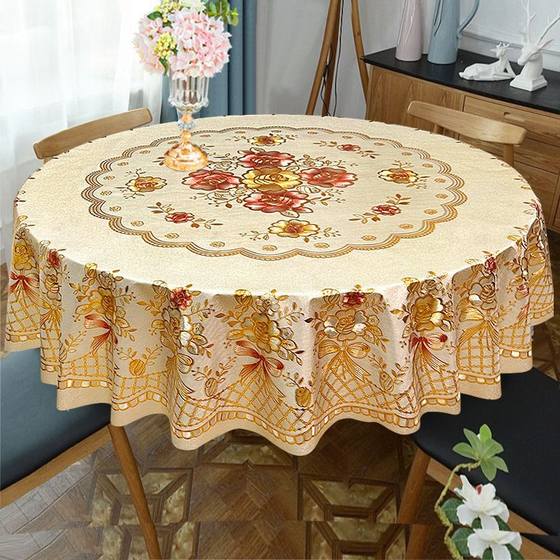 圆桌桌布防水防油防烫免洗塑料圆形餐桌布欧式家用饭店大圆桌台布