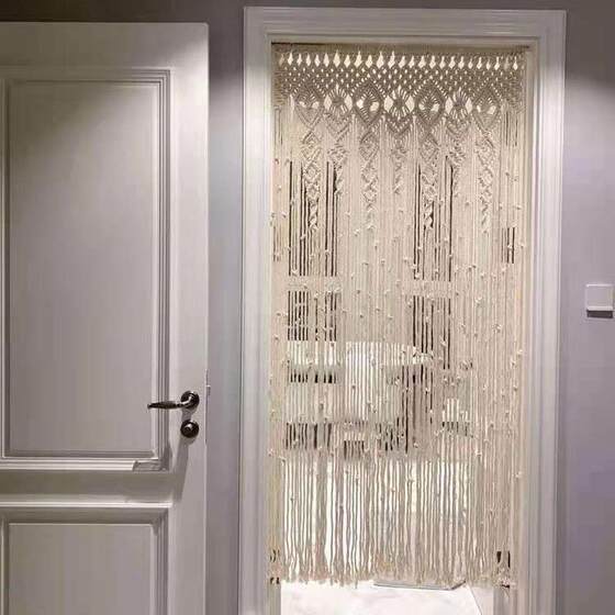 S西米亚风格手作棉线编织帘子婚庆家居用品装饰用手编门帘挂毯波