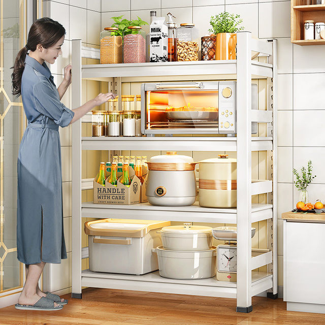 Kitchen storage rack floor-standing microwave oven rack oven pot storage rack multi-layer shelf household multi-functional storage Hengming