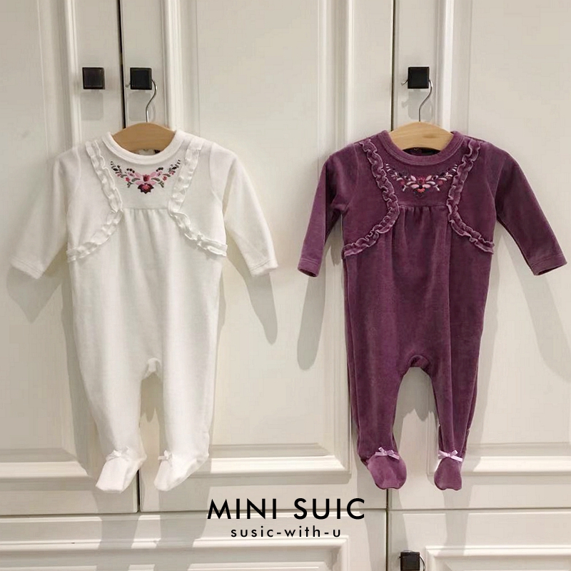 Xuất khẩu quần áo dính liền sơ sinh nhung 0-24 tháng shop quần áo trẻ em đẹp