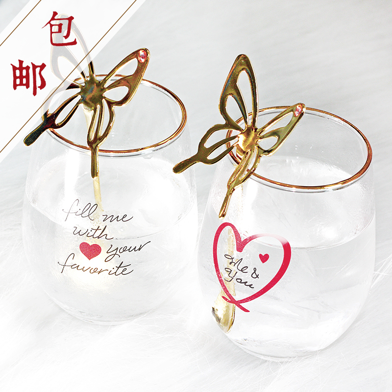 Japan imported FrancFranc love butterfly spoon water color changing cup juice cup beverage glass