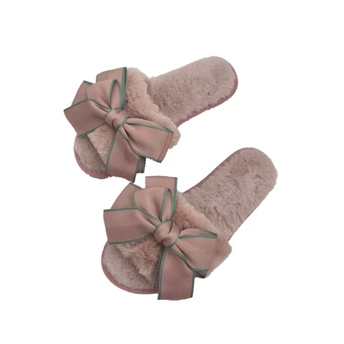 Сколпочная женская зимняя семья Хан Гу в модном темпераменте INS Plush Plush -Plushnet Red Bow Slapper Women Женщины