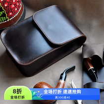 2 pipe bags Customized genuine leather pipe bag storage bag jewelry box antique box collection box all handmade in cowhide