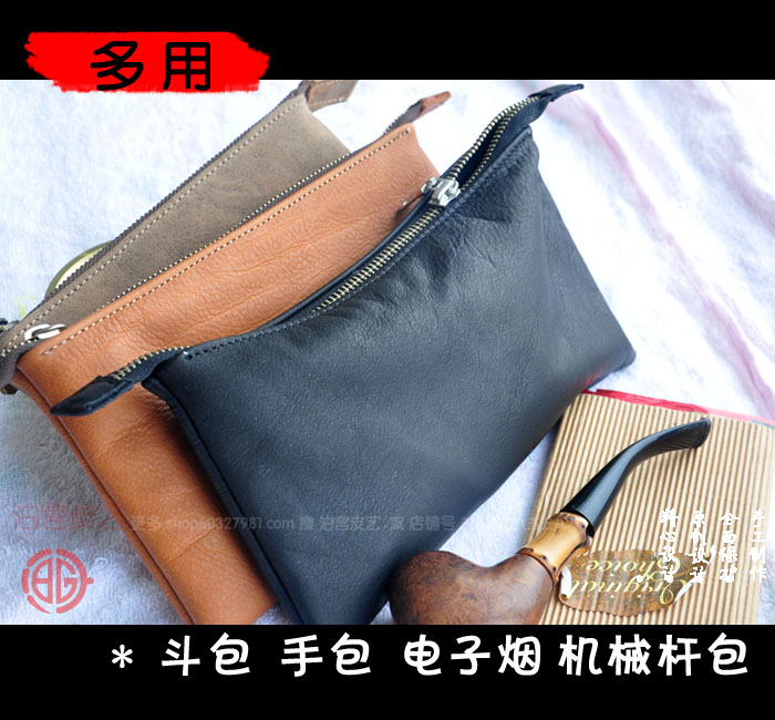 Real leather Tobacco Bucket Baotou Layer Cow Leather Mobile Phone Bag Mechanical Lever Cover Portable Pure Bull Leather Handbag bracelet Tobacco Bucket bungalow
