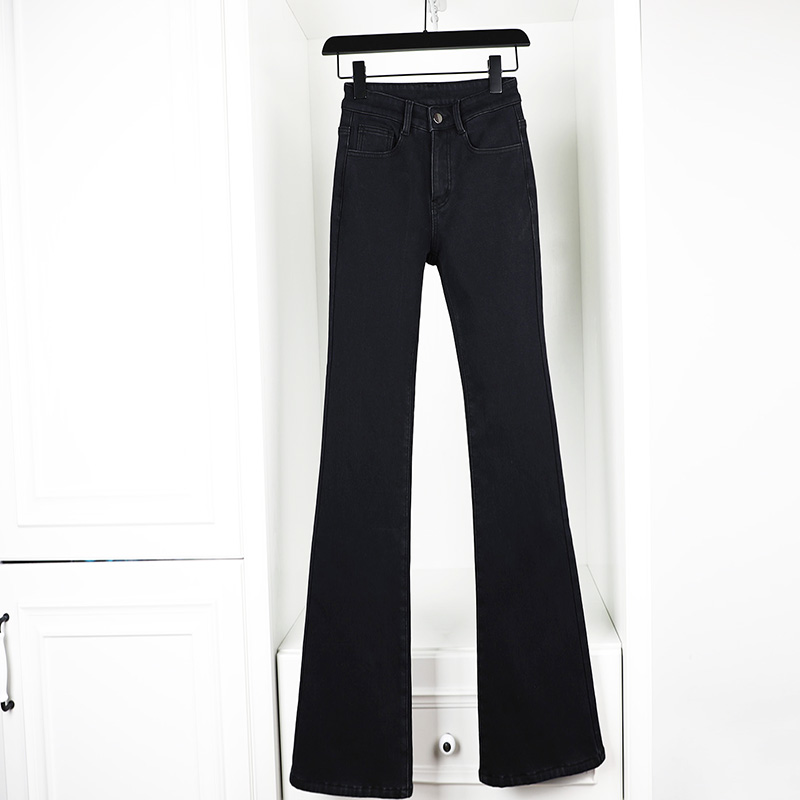 Winter Warm style Jeans Slim Horn Pants High Waist Heft slim fit Hip Plus Suede Horn Pants Woman Lengthened Jeans