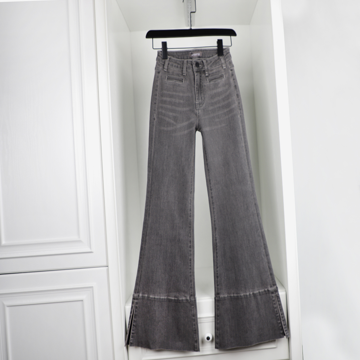 Limited Edition Loose Wide Leg Pants Grey Fashion Washed Super Long Jeans Show Thin High Waist Hip Raise Women's Trousers Autumn Dress