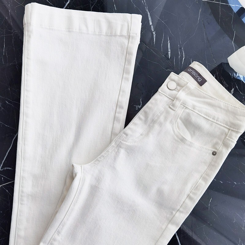 2025 New Model White Slimming High-Waisted Butt-Lifting Slim Fit Extended Denim Flared Pants