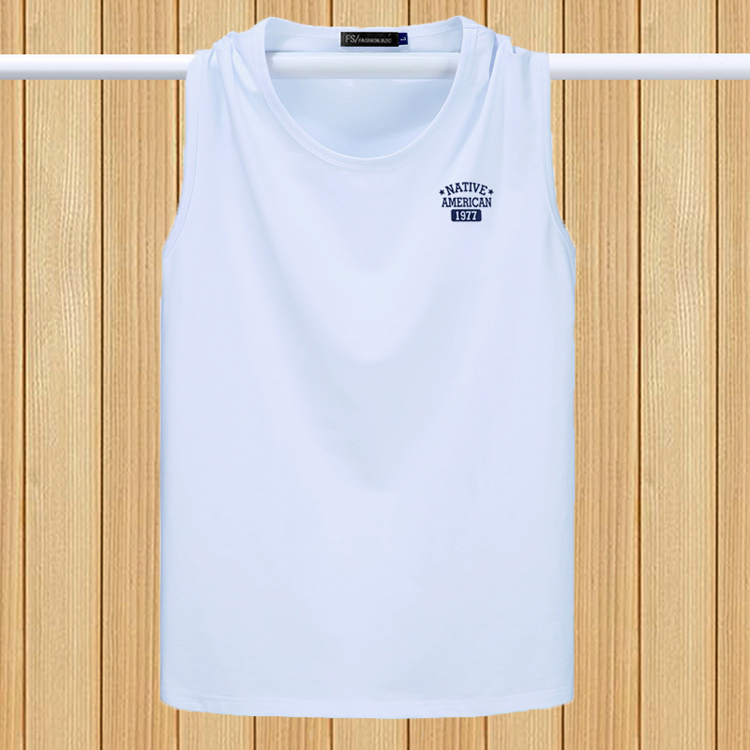 Mùa hè áo không tay vest nam cổ tròn cộng với phân bón XL áo tay áo mỏng cotton áo vest thủy triều - Áo vest cotton áo ba lỗ tanktop nam