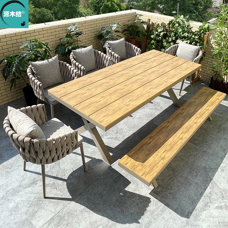 Nordic outdoor tables and chairs courtyard villa terrace garden outdoor greenhouse balcony leisure antiseptic wood waterproof table and chairs