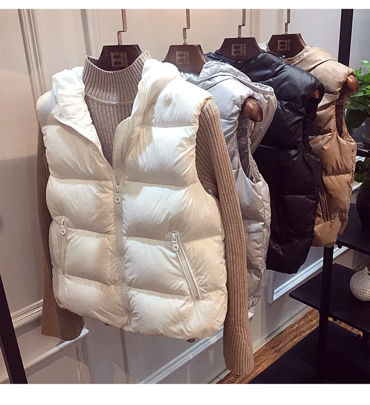 Áo chống rét mùa hạ vest nữ mùa đông đoạn ngắn 2018 phiên bản tiếng Hàn mới của áo vest trùm đầu xuống áo vest thủy triều