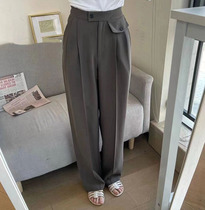  MARCH-L March 2108 Design sense niche pocket wide-leg suit pants womens autumn casual straight cigarette tube trousers