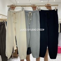  JUICE2102 plus velvet thickened sports casual pants womens autumn and winter Korean version loose and thin Harun straight pants
