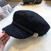 Autumn and winter newsboy hat female British retro wool woven octagonal hat Wild bright silk beret fashion cap