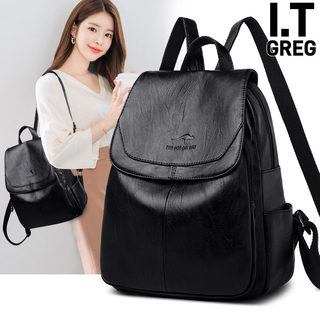 Hong Kong I.Tgreg Genuine Leather Backpack for Women, New Korean Style ins Fashionable Travel Soft Leather Backpack, Versatile Women's Bag