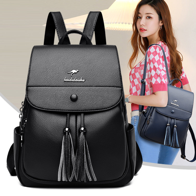Hong Kong I Tgreg Backpack Leather Female Korean Fashion Versatile Casual Backpack Cowhide Large Capacity Travel Bag