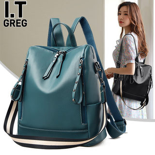 Hong Kong I.Tgreg Multifunctional Dual-Use Women's Backpack Genuine Leather Versatile Casual Crossbody Bag School Bag Three-Use Bag