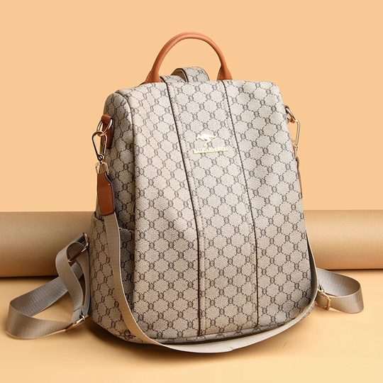 Hong Kong I.Tgreg Genuine Leather High-End Backpack for Women, Large-Capacity Travel Bag, Fashionable and Versatile Backpack