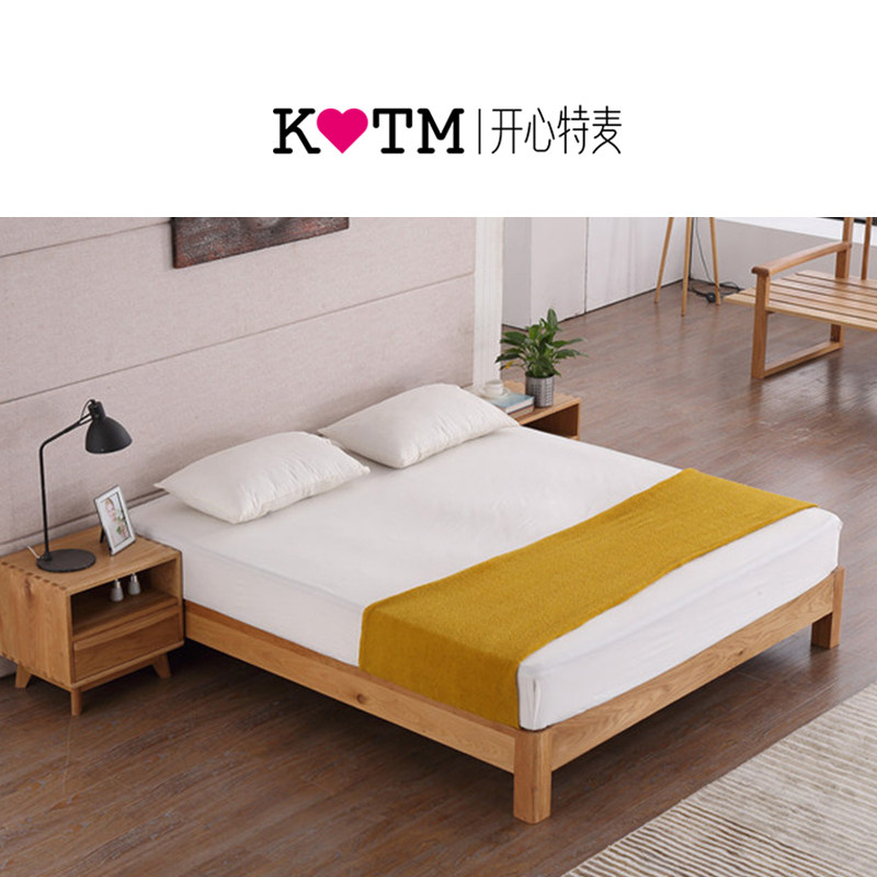 Happy Temai American White Oak Bedroom Home Innate Solid Wood Bed Double Bed Hotel Bed-FS