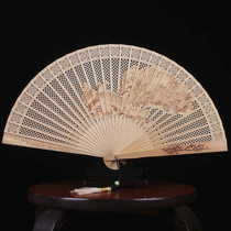 Chinese style handmade small womens fragrant wood fan sandalwood fan sandalwood fan ancient style folding fan hollow classical female fan portable